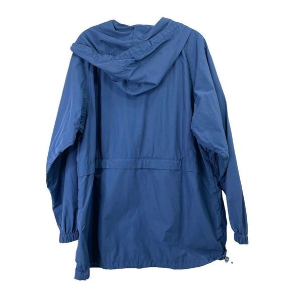 Eileen Fisher zip up Hooded Anorak Size L blue cotton nylon - Picture 7 of 8